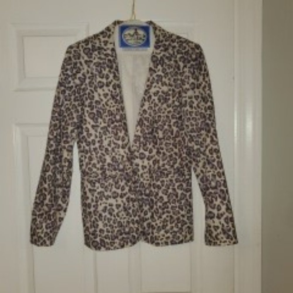 Rachel Zoe Linen Blend Leopard Print Blazer